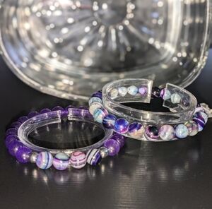 Elegant Purple and Multicolor Beaded Women's Bracelets